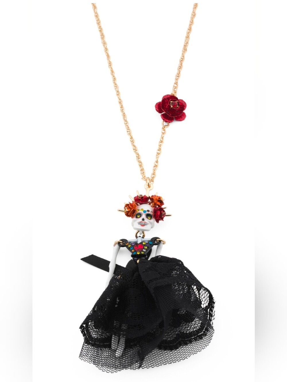 Betsey Johnson Sugar Skull Bride Necklace NWT